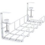 Paquet de plateau m�tallique sous le bureau pour la gestion des c�bles et des multiprises (blanc)