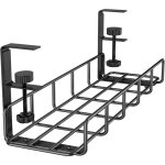 Paquet de plateau m�tallique sous le bureau pour la gestion des c�bles et des multiprises (noir)