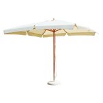 Moia spa - parapluie rectangulaire 3x4 m avec mt central en bois de teck, toile de couverture de couleur ...