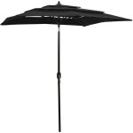 Vidaxl - parasol � 3 niveaux avec m�t en aluminium noir 2x2 m