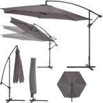 Parasol 350 cm avec housse de protection - gris