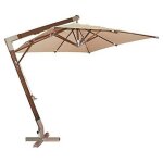 Parasol bois lourd de'centralise' 3x3 m 8 baleines tissu polyester couleur havane avec manivelle pour ...