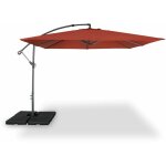 Parasol d�port� carr� 3x3m - hardelot 3x3m - terracotta - manivelle anti - retour toile d�perlante facile ...
