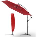 Parasol dport inclinable 3m rouge avec housse de protection - inclinaison rglable - rotatif 360 - ...