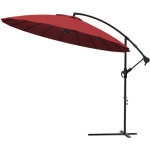 Parasol d�port� inclinable 3m rouge avec housse de protection - 18 baleines - hauteur ajustable - inclinaison ...