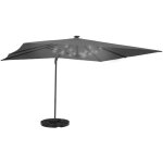 Parasol d�port� inclinable rotatif 360 calvi led gris 3x4 m avec 4 dalles et housse