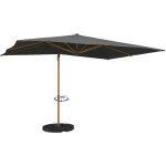Parasol d�port� inclinable rotatif 360 calvi mat effet bois et toile grise 3x4m avec housse