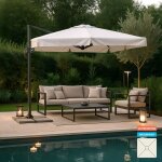Parasol d�port� de jardin carr� 3x3 m�t en aluminium paradise