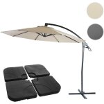 Mendler - parasol d�port� de luxe hwc - d14, protection contre le soleil, � 3m - cr�me / blanc avec support ...
