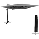 Happy garden - parasol d�port� molokai rectangulaire 3x4m gris + housse