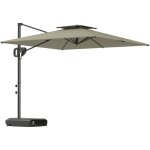 Parasol d�port� - outsunny - carr� - 2, 5 x 2, 5 m - avec manivelle, 2 bases - double toit - anti uv ...