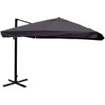 Parasol d�port� rotatif avec volant 3, 5 x 3, 5 m � env. 4, 95 m aluminium et polyester anthracite sans ...