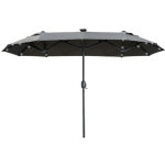 Parasol double 295 x 219 cm avec �clairage led int�gr�, ovale, r�sistant au vent, pour terrasse / piscine, ...