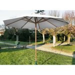 Parasol droit en bois - diamètre 300 cm - toile couleur écrue - proloisirs Parasol droit en bois - diamètre 300 cm - toile couleur écrue - proloisirs