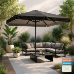 Parasol droit de jardin rectangulaire en aluminium 3x2 eden noir