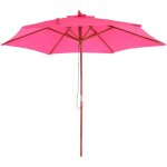 Parasol de jardin � 3 m avec m�t en bois et toile polyester uv50 coloris rose 040010796