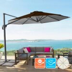 Parasol de jardin 3x3 d�port� en aluminium jardin terrasse paradise brown