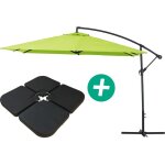 Parasol jardin d�port� alu  ilios 3  - carr� - 3 x 3 m - vert - dalles incluses