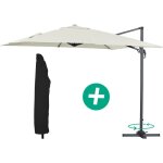 Habitat et jardin - parasol jardin dport alu 'sun 3' - carr - 3 x 3 m - ecru + housse de protection ...