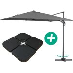 Parasol jardin d�port� alu  sun 3  - carr� - 3 x 3 m - gris - dalles incluses