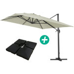 Parasol jardin d�port� alu  sun 4   - rectangle - 3 x 4 m - ecru - dalles � lester incluses