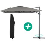 Parasol jardin déporté alu sun 4 - rectangle - 3 x 4 m + housse de protection - gris Parasol jardin déporté alu sun 4 - rectangle - 3 x 4 m + housse de protection - gris