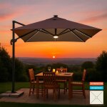 Parasol de jardin dport bras rglable et led 3x3 paradise brown light