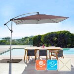 Parasol de jardin d�port� carr� 2. 5 m�tres en aluminium bars shadow brown