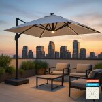Parasol de jardin d�port� carr� 3m� � led bars anti uv paradise