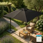 Parasol de jardin d�port� m�t r�glable en aluminium 3x3 paradise noir