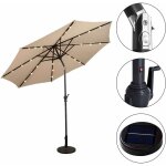Costway parasol de jardin dia 300 cm / parasol d�port� et inclinable de jardin avec 24 led beige
