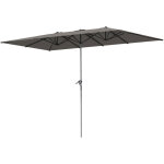 Parasol de jardin double rectangulaire 451 x 264 cm avec manivelle, toile polyester 200 g / m�, gris ...