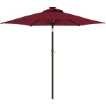 Parasol de jardin inclinable avec led 225 x 225 x 212 cm en polyester bordeaux