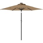 Parasol de jardin inclinable avec manivelle 225 x 225 x 212 cm en polyester taupe