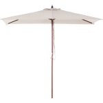 Parasol de jardin ou de terrasse rectangulaire blanc beige avec pied en bois, toile anti uv 144 x 195 ... Parasol de jardin ou de terrasse rectangulaire blanc beige avec pied en bois, toile anti uv 144 x 195 ...