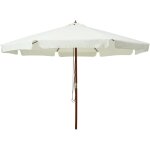 Parasol avec mât en bois 330 cm blanc sable Parasol avec mât en bois 330 cm blanc sable