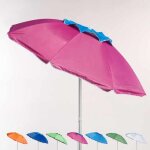 Parasol de plage 200 cm aluminium anti - vent protection uv corsica - rose