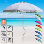Parasol de plage aluminium l�ger visser protection uv girafacile 220 cm eolo - blanc - argent