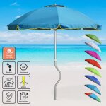 Parasol de plage aluminium l�ger visser protection uv girafacile 220 cm eolo - turquoise