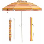 Costway - parasol de plage inclinable 198 cm protection uv 50 + avec bouton poussoir et sac de transport ...