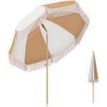 Parasol de plage - outsunny - inclinable - ancrage au sable, franges et hauteur r�glable - polyester ...