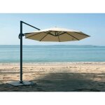 Jardiline - parasol d�port� rond 3 m toile moutarde et aluminium