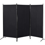 Paravent 3 panneaux en m�tal et polyester 180x50x250 cm, s�parateur d'espace avec pieds, brise - vue ...