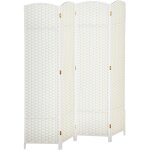 Paravent 4 panneaux en bois 160x170 cm, s�parateur d'espace pliable pour salon ou chambre, couleur blanc ...