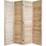 Paravent 4 panneaux en bois pliable 160x170 cm par06065