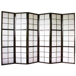 Paravent 6 panneaux pans en bois noir et papier riz 175x264cm par06040 Paravent 6 panneaux pans en bois noir et papier riz 175x264cm par06040