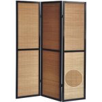 Paravent en bois noir et bambou de 3 pans - pegane -