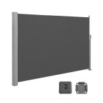 Paravent ext�rieur 200 x 400 cm (h x l), store lat�ral brise - vue paravent retractable - gris anthracite ...
