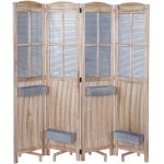 Hhg - paravent 646, cloison de sparation avec jardinires, en bois et mtal, 170x161x29 cm