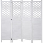 Hhg - paravent 914, paroi de s�paration, protection visuelle, ornaments 170 x 161 cm, blanc